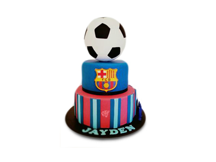 کیک تولد پسرانه-کیک تولد فوتبالی بارسلونا 3 | کیک آف