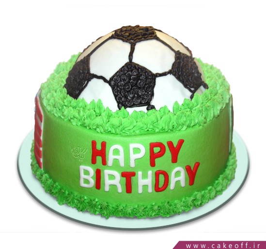  کیک تولد فوتبالی توپ در چمن 