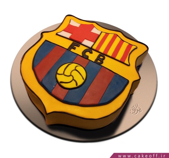 کیک تولد پسرانه - کیک تولد فوتبالی پرچم بارسلونا | کیک آف