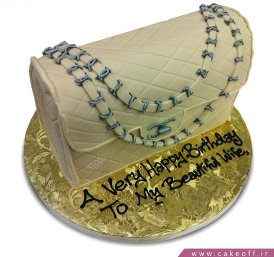 کیک تولد همسر - کیک تولد زنانه کیف صدفی | کیک آف