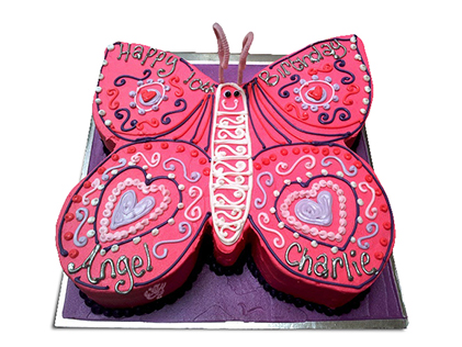 کیک تولد در اصفهان - کیک تولد دخترانه پروانه صورتی | کیک آف