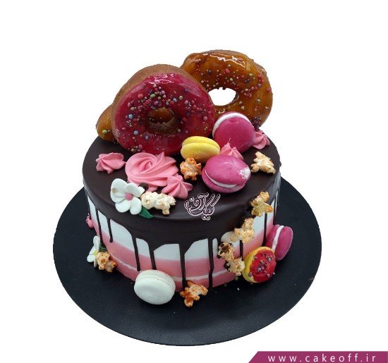 سفارش کیک اینترنتی - کیک تولد دونات صورتی | کیک آف