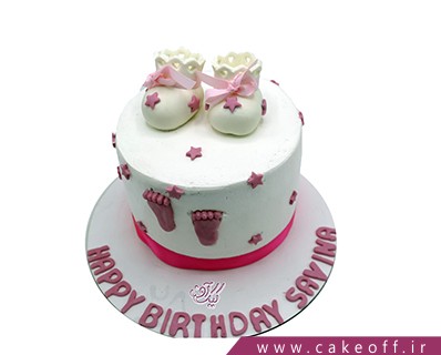 کیک تولد نوزاد- کیک جشن اولین قدم کوچولو | کیک آف