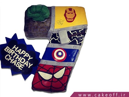 کیک تولد اعداد - کیک عدد هفت ابر قهرمانان | کیک آف