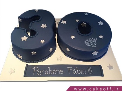کیک تولد اعداد - کیک عدد سی شب پر ستاره | کیک آف
