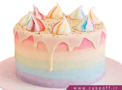 کیک تولد زیبا - کیک رنگین کمان چکه ای | کیک آف