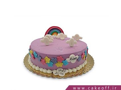 کیک تولد بچه گانه - کیک رنگین کمان و ابر | کیک آف