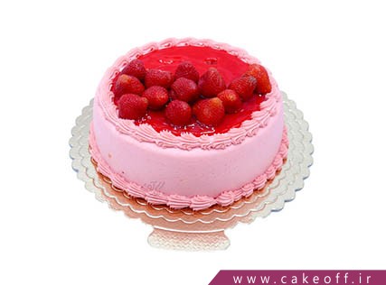 کیک تولد ساده - کیک توت فرنگی باران | کیک آف