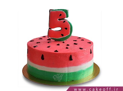 کیک شب یلدا - کیک هندونه - کیک عددی هندونه ای | کیک آف