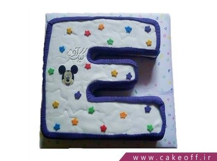 کیک تولد - کیک حرف ای - کیک حرف E میکی ستاره ای | کیک آف
