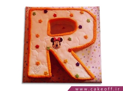 کیک تولد - کیک حرف آر - کیک حرف R میکی ستاره ای | کیک آف