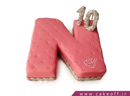 کیک تولد - کیک حرف اِن - کیک حرف N صورتی کالباسی | کیک آف