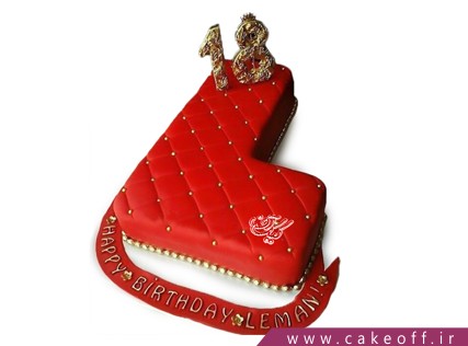 کیک تولد - کیک حرف اِل - کیک حرف L قرمز مخملی | کیک آف