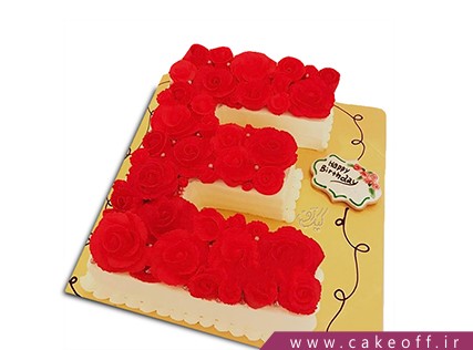 کیک تولد - کیک حرف ای - کیک حرف E گل رز | کیک آف
