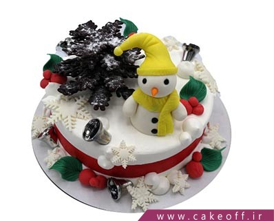 کیک وانیلی - کیک تولد آدم برفی جنتلمن | کیک آف