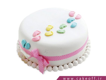 کیک فوندانت - کیک تولد نوزاد گام نو | کیک آف