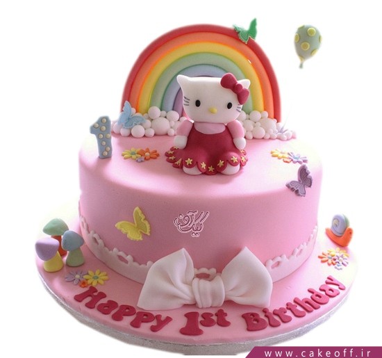  کیک تولد کیتی و رنگین کمان 
