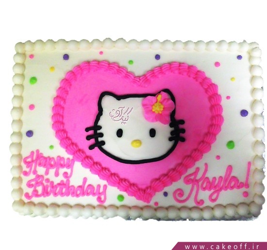انواع کیک تولد دخترانه - کیک تولد دخترانه کیتی در قلب من | کیک آف