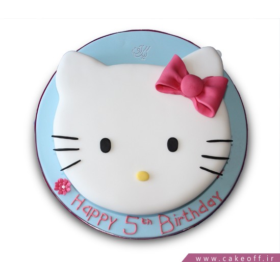 کیک تولد دخترانه - کیک کیتی پاپیون صورتی | کیک آف