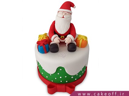 کیک کریسمس - کیک فوندانتی هدیه بابانوئل | کیک آف