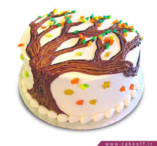 کیک تولد با تم پاییز - کیک اینک پاییز | کیک آف