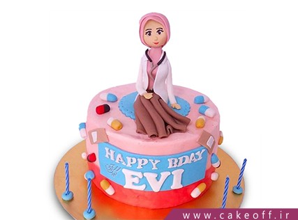 کیک روز پزشک - کیک خانم دکتر مهربان | کیک آف