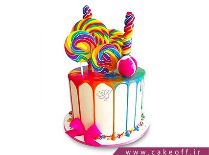 کیک تولد رنگین کمان - کیک آب نبات رنگی | کیک آف