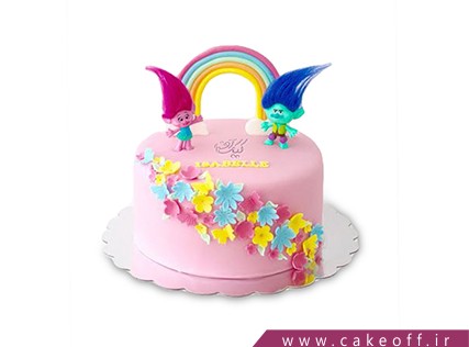 کیک تولد رنگین کمان - کیک وروجک ها بر فراز رنگین کمان | کیک آف