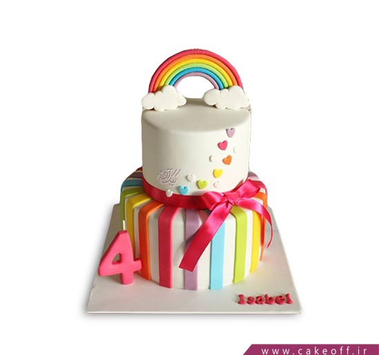 سفارش کیک تولد رنگین کمان - کیک تولد رنگین کمان آسمونی | کیک آف