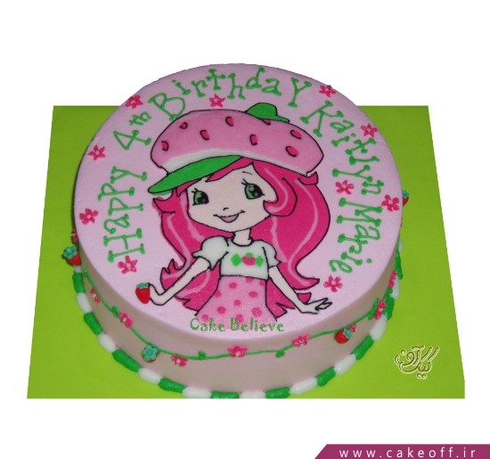  کیک تولد دخترانه دختر توت فرنگی زیبا 